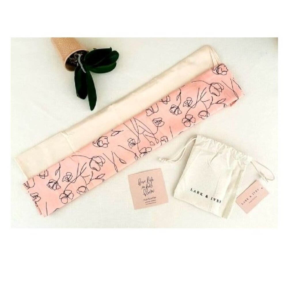 Lark & Ives Minimalist Womens Hair Scarf Bundle Set of Two Pink and Cream 20x20”